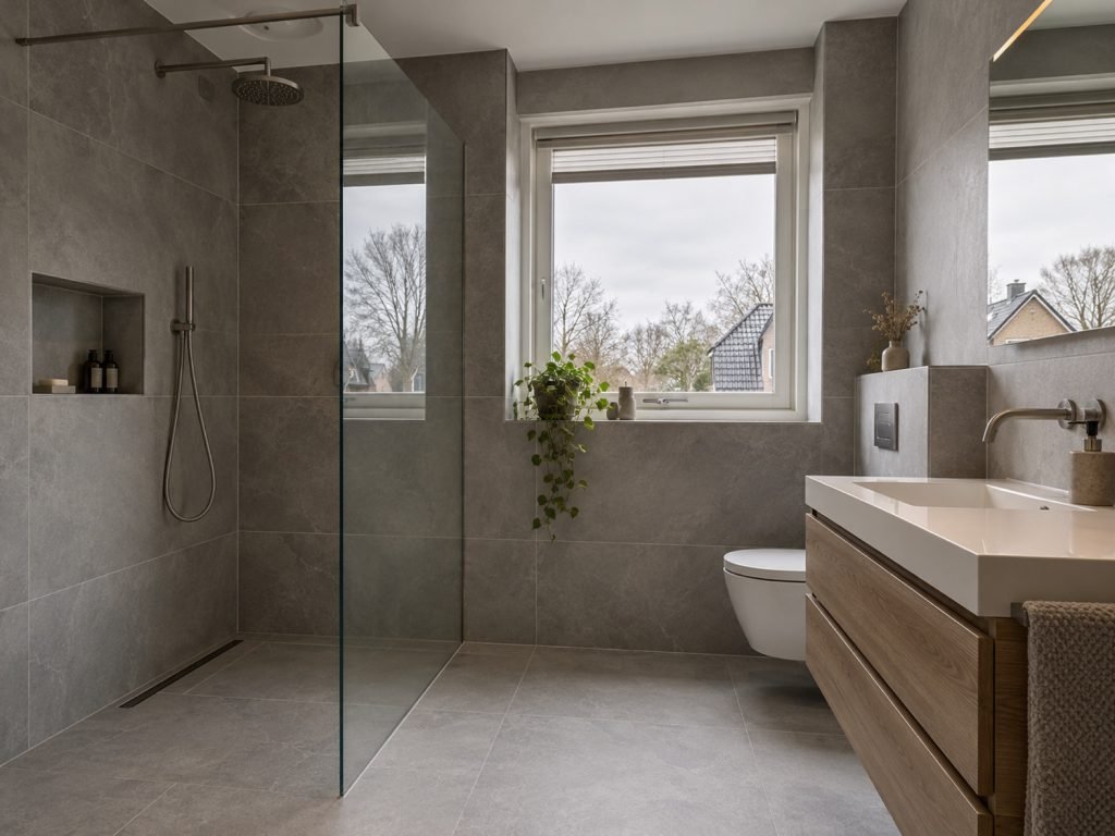 Nieuwe badkamer met inloopdouche