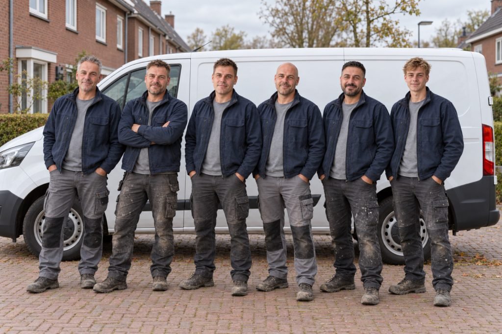 De ploeg van Stut Verbouw voor de bus